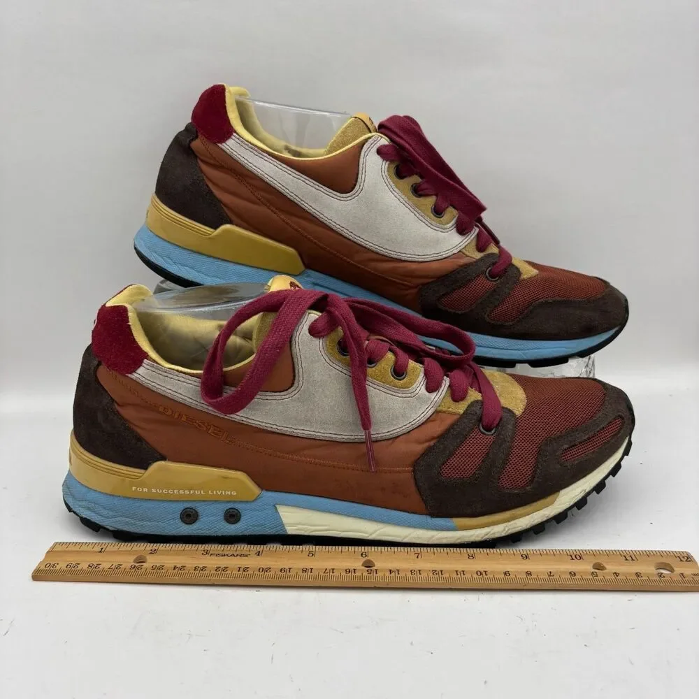 Diesel Absolute Sneakers Mens US 12 Multicolor Leather Suede Mesh Lace Up Shoes